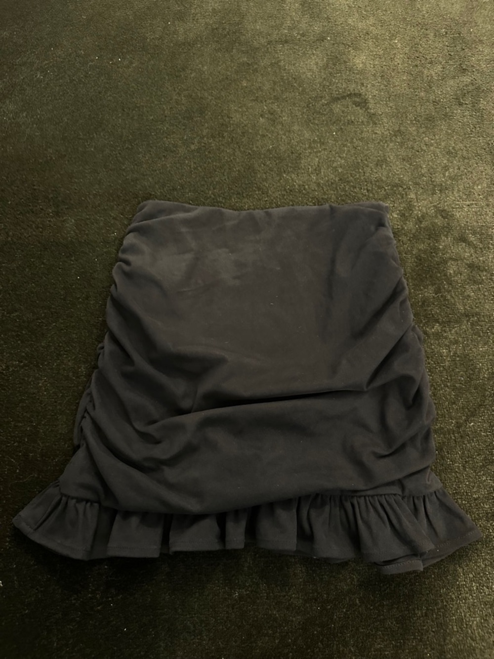 Ruched Mini Skirt with Ruffle Hem - dark navy